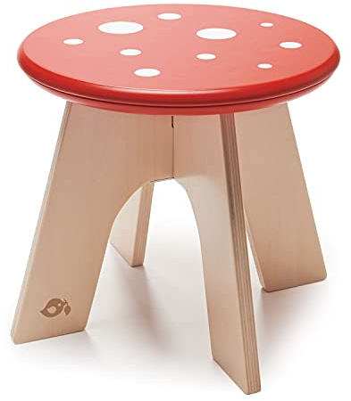 Tender Leaf Toys - Kinderfreundlicher Fliegenpilz Tritthocker, Rot, Holz, Kindgerecht/Whimsical, Lackiert, 34.5 x 28.0 cm, 30 kg Gewichtslimit, Ab 3 Jahren, Selbstmontage Erfordert