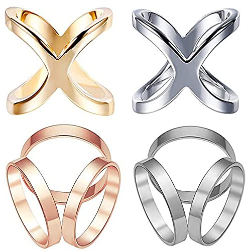 4 Pezzi Fibbia a Cerchio per Sciarpa in Moda, Fibbie Clip Ad Anello per Sciarpa, X Forma Seta Sciarpas Clip, Elegante Moda Sciarpas Anello Fibbia, per Decorazione Femminile di Tutte Le Età