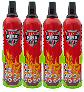 IWH Vertriebs Feuerlöschspray – STOPFIRE 4 x 750ml mit 4 Wandhalter – Autofeuerlöscher - REINOLDMAX auch für Fettbrände (4), 32 x 9 x 7 cm