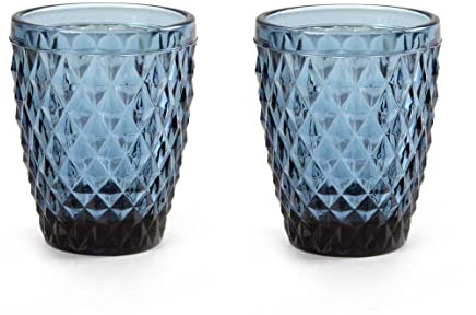 GICOS SRL Set 6 bicchieri bichiere acqua 250 ml in vetro colore blu 10 cm GIN-820496