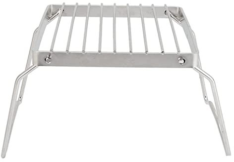 Tissting Folding Campfire Grill, Stainless Steel Grid Shaped Camping Grill, Heavy Duty Portable Camping Grill, for Fireplaces, Picnics, Backpacking, Outdoor