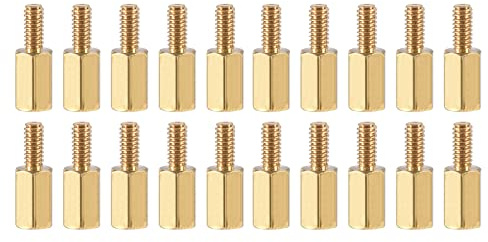 YOKIVE 20Stk M2.5 Standoff Schrauben Messing PCB Abstandshalter Gold Ton | Sechskant, Halten Höhe Einheitlich Groß, Für Hauptplatine, 8mm+6mm