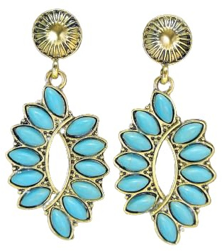 Türkis Boho Ohrringe Hängend Grün Blatt Teardrop Oval Schmuck für Damen