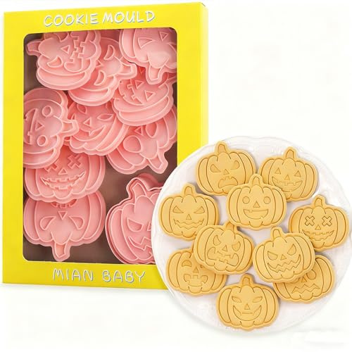 10 Stück Halloween Ausstecher, pumpkin Keksausstecher Backset zum, 3D Fondant Ausstechformen, Halloween plätzchen ausstecherk für Kinder, DIY eine Vielzahl verschiedener Kürbiskekse
