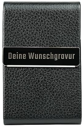 EMACES® Leder Visitenkartenetui Kreditkartenetui mit Wunschgravur | Edelstahl Kartenhalter für Männer und Frauen | Visitenkartenhalter für bis zu 20 Karten | perfekt als personalisiertes Geschenk
