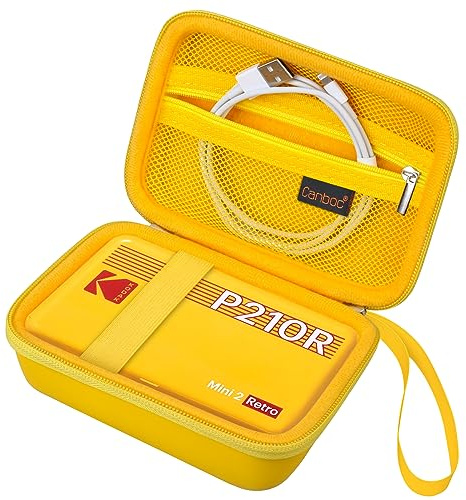Canboc Carrying Case for Kodak Mini 2 Retro 4PASS Portable Photo Printer/Kodak Mini Shot 2 Retro 4PASS 2-in-1 Instant Digital Camera, Mesh Bag fits Photo Paper and Cable, Yellow