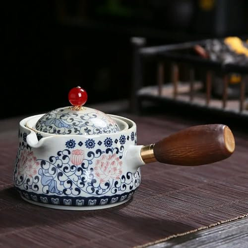 SELCOA Portable Porcelain Gongfu Tea Set Flower Exquisite Teapot Set with 360 Rotation Tea Maker Infuser with Teacup Gift Bag