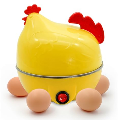 Bexdug Cocedor de Huevos | Hervidor de Huevos eléctrico rápido con Forma de Pollo y Capacidad para 7 Huevos - Cocedor de Huevos al Vapor para Huevos Duros, Huevos escalfados y Huevos pasados