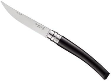 Opinel - N°10 Couteau de Table Nomade Effilé - Lame Finition Poliglace 10 cm Acier Inox, Manche Ébène, Bague de Sécurité Virobloc - Fabrication Française