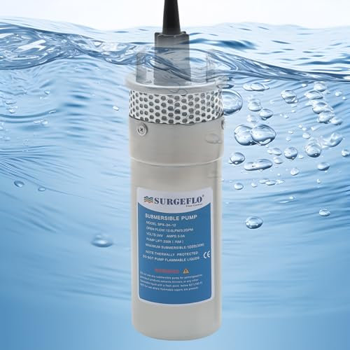 12V/24V Edelstahl Tiefbrunnenpumpe mit 120W Reinem Kupfer Motor, IP64 Unterwasserpumpe mit Edelstahlfilter (50 Maschen), 12L/min Förderhöhe: 70 m Tauchpumpe Wasserpumpe für Haus, Bewässerung (24V)