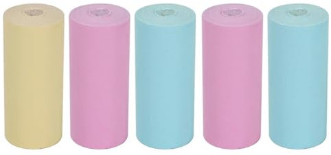 Mini-Drucker-Thermopapier-Etikettenaufkleber, buntes, selbstklebendes Papier for kabellosen, tintenlosen Foto-Studiendrucker, 57 x 25 mm Thermopapier (Color : Color 5Roll)