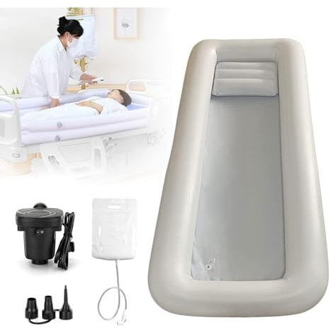 Letto Doccia Kit/Bagno portatile nel letto Assistivo per disabili, anziani, letto o ferito paziente, PVC vasca da bagno portatile nel letto Con il sacchetto dell'acqua e la pompa dell'aria elettrica