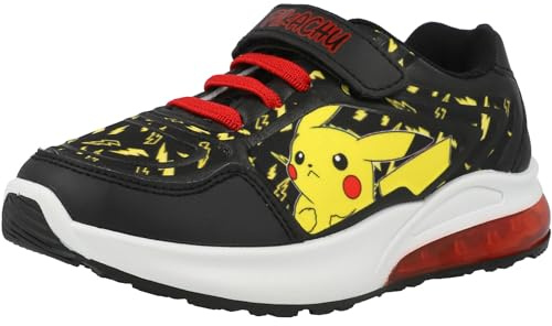 Pokémon Sneakers nere chiare in rilievo con stampa Pikachu e tacco luminoso per bambini, Nero , 30 EU