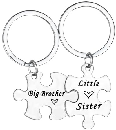 Nfyxcaz Ensemble de porte-clés puzzle pour sœur et frère et sœur - Cadeau de Noël ou d'anniversaire pour sœur et frère, Big Brother & Little Sister, taille unique