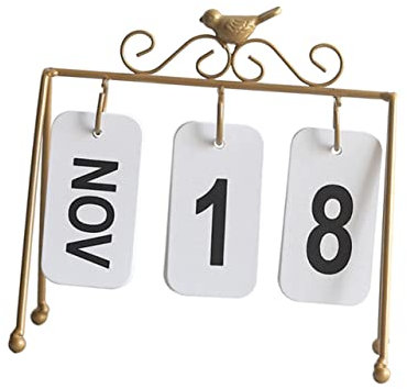 TOGEVAL Ewiger Tischkalender Aus Eisen Mit Flip-design Langlebiger Metallrahmen Dekorativer Vogel-ornament Vielseitiger Schreibtischkalender Für Büro Und Zuhause Praktisches Und Stilvolles
