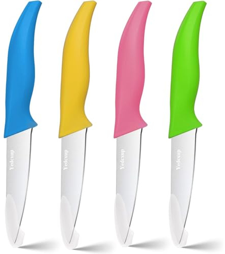 Yedcxup Couteau Office Set 4 - Couteau d'office pour Fruits et Légumes | Lame très tranchante, poignée confortable, Acier Inoxydable, Couteaux d'office pour cuisiner (Colore)