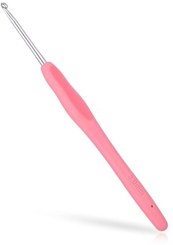 3 mm Kleine Häkelnadel mit Ergonomischem Griff, Häkelnadel mit Langem Gummigriff, Riesige Häkelnadeln zum Stricken für Dickes Garn, Schals, DIY, Wollprodukte (3 mm)