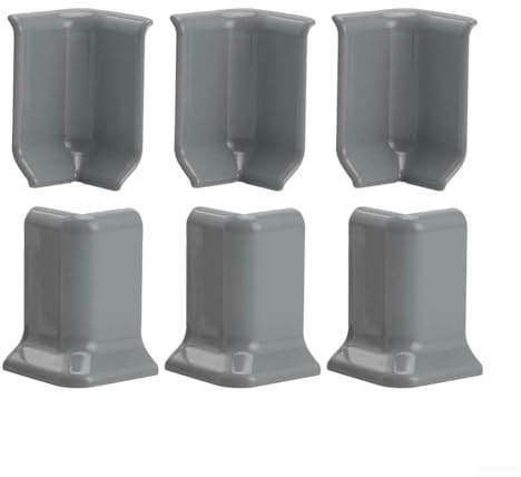Feeshoppher Set di 6 blocchi angolari per battiscopa, set di blocchi angolari per battiscopa, base della parete, angoli interni ed esterni, connettori per il miglioramento della casa (S grigio)