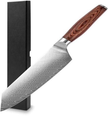 Cuchillo de 7 pulgadas de acero de Damasco VG10, cuchillo de chef con mango de madera, cuchillo afilado for cortar carne, cuchillo de cocina for sushi