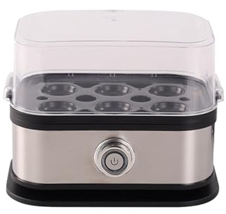 Electric Egg Boiler, Rapid Egg Boiler, 200W Compact Egg Cooker Multi-Functional, Automatic Cooker with Warming Function for 1 to 6 Perfect Soft,medium and Hard Eggs, Stainless Steel (Black)