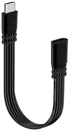 HuaLiSiJi USB C Verlängerungs Kabel Ladekabel USB Buchse auf USB C Stecker Datenkabel, Datenübertragung 480Mbps Typ C 2.0 Flaches Kurzes Kabel für Handy, Tablet und Mehr (Gerader Kopf, 0.3 m)