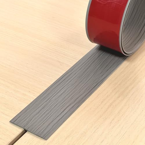 WLHFDC Barre de Seuil Autoadhésive,Barres de Transition de Seuil,Bande Décorative en Flexible PVC,Bande de Transition Sol pour Les Espaces Entre les Carreaux,les Sols en Bois (Gris,1M)