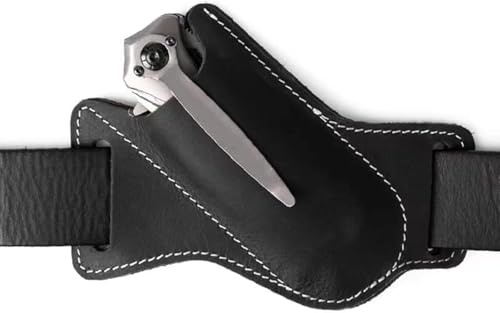 Taktische Klappmessers cheide aus Leder für Gürtel – 5 Zoll Taschenmesser Halter, Gürtelmessertasche für Outdoor, Jagd, Camping und tägliches Tragen