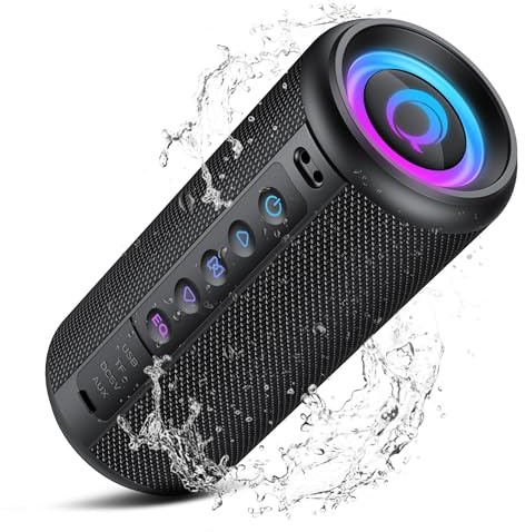 Cassa Bluetooth Portatile Potente 20W, Altoparlante bluetooth 5.4 con 3 modalità EQ, 20 Ore di Autonomia, Luci RGB, IP7 Impermeabile Speaker Supporto TWS, Micro-Con, AUX/TF Card per Esterno Festa