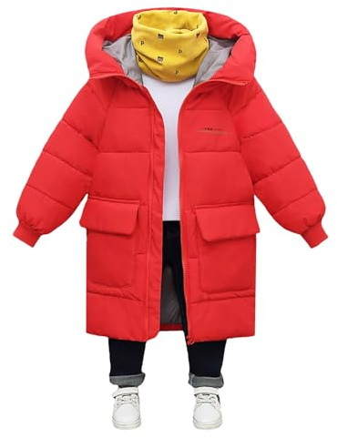 OBiQuzz Giacca trapuntata per bambini leggera: piumino caldo giacca invernale lunga con chiusura lampo giacca in cotone tinta unita cappotto invernale confortevole giacca trapuntata classica per il