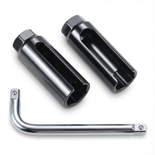 YYMT Lot de 2 douilles pour sonde lambda, douille pour capteur O2 22 mm 1/2 avec fente latérale pour protéger les câbles, avec rallonge en forme de L 1/2, entraînement universel pour toutes les