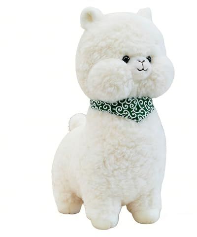 Xiyocadt Alpaka Kuscheltier, Stand Alpaka Plüschtier, Weiches Lammfellwolle Stofftier, Lama Kissen,zum Kuscheln & Spielen,Geschenk für Mädchen Jungen (Beige,40cm)