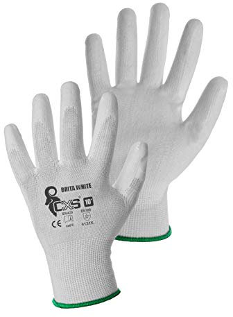 CXS Brita Gants de travail – Montage antidérapant Gants sans couture – Confortable, idéal pour travaux de réparation Travailler, Industrie Automobile, Service Atelier, Blanc, 8 (12 paires)