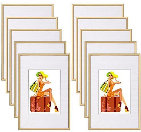 WOLTU Bilderrahmen A4, 10er set, Kunststoff Fotorahmen mit Passepartout
