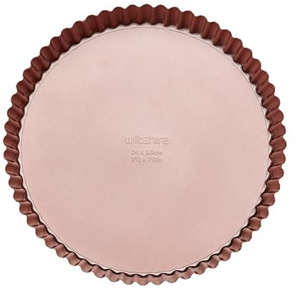 Wiltshire Teglia rotonda per quiche e crostate, senza PFOA PTFE, rivestimento antiaderente, stampo circolare per pasticceria con base rimovibile, teglia in lamiera di acciaio, 24 x 24 x 3,5 cm
