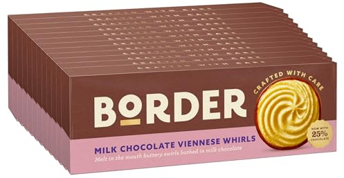 Milk Chocolate Viennese Whirls 150G, Box of 12 Packs of Biscuits