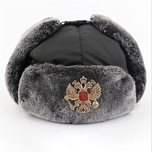 Russen Mütze Herren Militär Russland Abzeichen Pilot Bomber Hut Ushanka Warm Halten Wasserdicht Winddicht Outdoor Ohrenklappe Männer Schneekappen