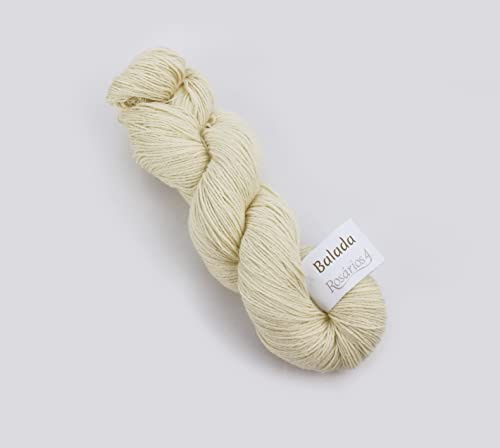 Rosarios 4 Ungefärbtes Woll-Seidegarn, 4-fädig, Stricken, Färben, Merinowolle, Seide, DK-Garn, Balada (100 g)