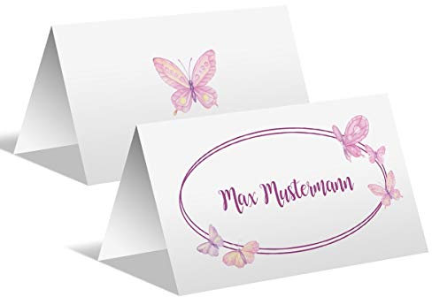 40 x Individuelle Hochzeit Tischkarten Klappkarte Set mit Text jede Karte selbst gestalten - Schmetterlinge