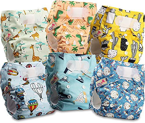 Littles and Bloomz FLV2-0602 Wiederverwendbare Stoffwindel, Standard-Klettverschluss, 6 Windeln