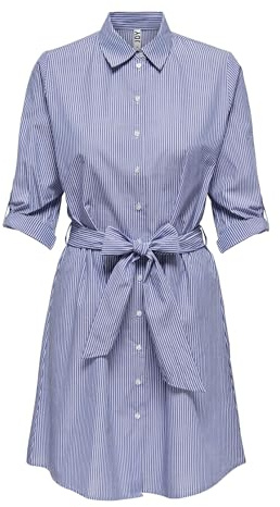 ONLY JDY Robe pour Femme, Bois compensé/Rayures : Blanc, 38