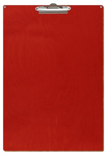 Bütic Holz Klemmbrett Standardform Rot für DIN A3 A4 A5 A6 mit 2 Ösen aus 3mm starkem Birkensperrholz mit Klarlack versiegelt