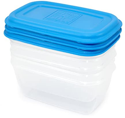 GIO'STYLE Set di 3 Contenitori Ermetici per Alimenti - 0,5L - Made in Italy - Rettangolari - Adatto a Frigorifero, Freezer, Microonde - Linea Ermetici