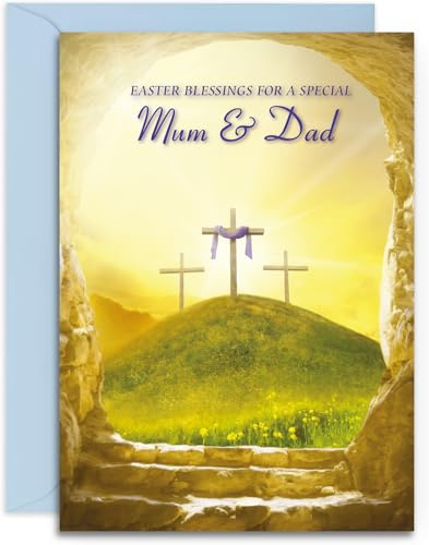 Religiöse Osterkarte für Mama und Papa von Olivia Samuel – christliche Osterkarte – matte Oberfläche, plastikfrei und recycelbar – A5-Größe mit Haftklebeumschlag