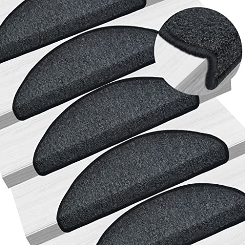 YITHOPI 15 STK.Stufenmatten,Treppen Rutschschutz antirutsch Treppenstufen Matten,Modern sockenfreundlich Stufenmatten Set,Treppe Dekoration,Treppenmatten Anthrazit 65 x 24 x 4 cm