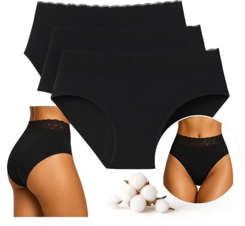 inly-zen Menstruationshöschen aus Bio-Baumwolle, 3er-Pack, Waschbar und wiederverwendbar, Ultraabsorbierend, Damenunterwäsche (XS)
