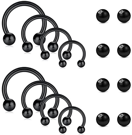 Funseedrr Hufeisen Nasenpiercing Septum Ring Ersatzkugeln Set Edelstahl 16G 6/8/10/12 Lippenpiercing Tragus Helix Ohr Piercing Schmuck