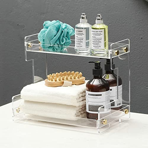 Kelelife Badezimmer Organizer Kosmetikorganiser Kosmetikhalter Küchen Gewürzregal Duschablage Badezimmerregal Standregal, 2 Etagen, Acryl