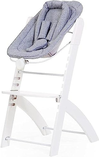 CHILDHOME, Neugeborenen-Sitz, kompatibel mit Childhome Evosit Babyhochstuhl, ab Geburt, bis zu 6 Monaten, verschiedene Neigungen, 5-Punkt-Gurt, Jersey 100% Baumwolle Ökotex, Weiß