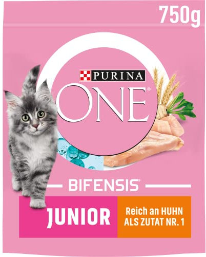 Purina ONE Purina ONE Nestlé PURINA ONE BIFENSIS JUNIOR 1–12 Katzenfutter Kitten trocken, reich an Huhn, 6er Pack (6 x 750g)