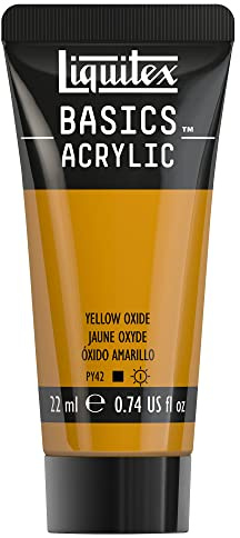 Liquitex 8870487 Basics Acrylfarbe - Oxidgelb - 22 ml Tube, lichtecht, mittlere Viskosität, seidenglänzend, monopigmentiert, Archivqualität